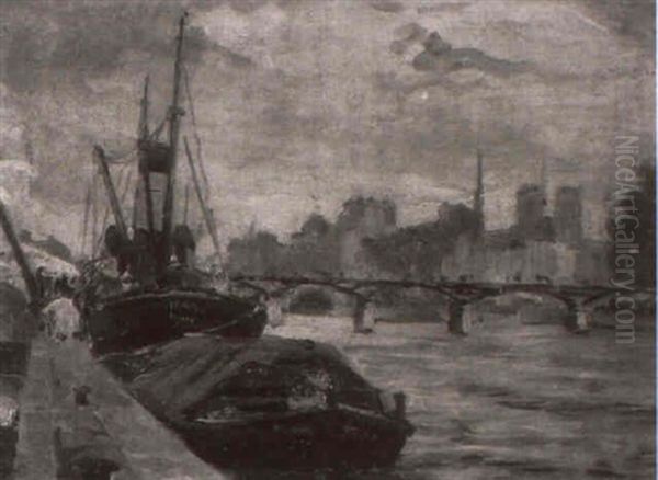 Motiv Von Der Seine Oil Painting by Reinhold Grohmann