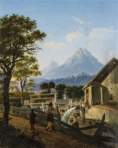 Dorf In Den Bergen by Josef Grois