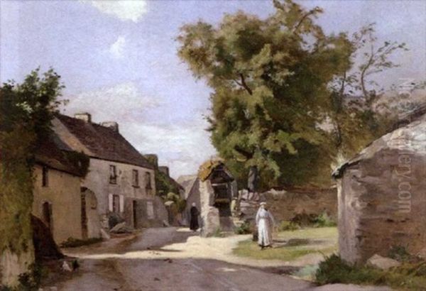 Vie Quotidienne A La Ferme Oil Painting by Marcelin De Groiseilliez