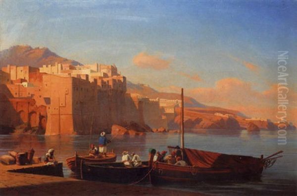 Un Port D'orient Oil Painting by Curt Victor Clemens Grolig