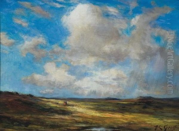 Two Figures On A Walk On He Plains Oil Painting by Albert Lorey Groll