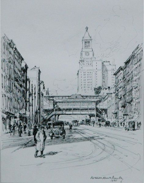 14th Street From Avenue A Oil Painting by Vernon Howe Bailey