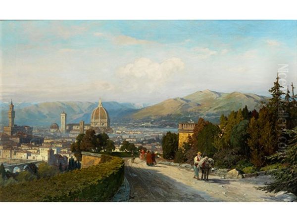 Blick Auf Florenz Von San Miniato Al Monte Aus Oil Painting by Theodor Groll