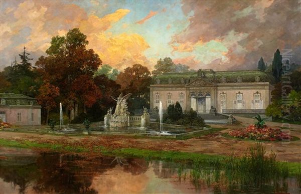 Schloss Benrath. Blick Auf Das Corp De Logis Oil Painting by Theodor Groll