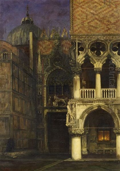 Venedig. Die Porta Della Carta Zwischen San Marco Und Dem Dogenpalast Oil Painting by Theodor Groll