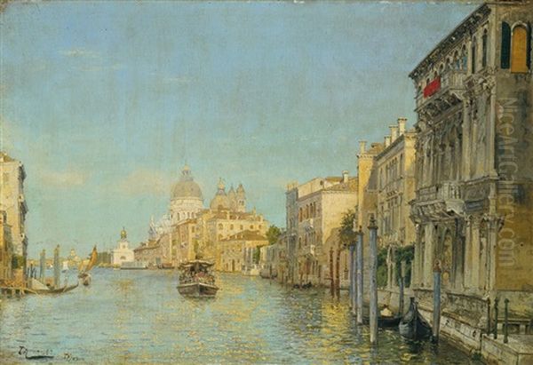 Auf Dem Canale Grande In Venedig Oil Painting by Theodor Groll