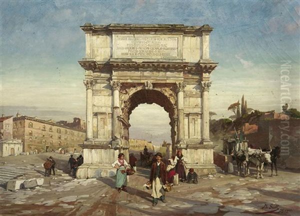 Titusbogen Im Forum Romanum In Rom Oil Painting by Theodor Groll