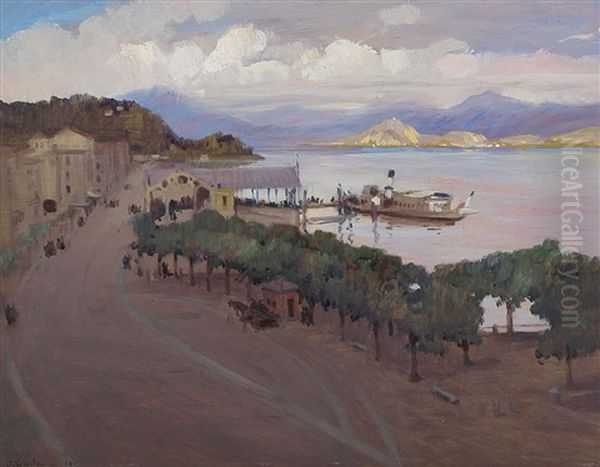 Veduta Del Lago Di Como Oil Painting by Ottavio Grolla