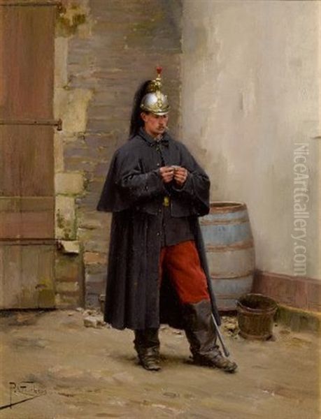 A Guard's Rest Oil Painting by Paul (Louis Narcisse) Grolleron