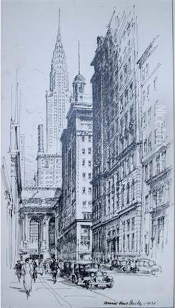 View Of Grand Central Station From Forty-third Street Oil Painting by Vernon Howe Bailey