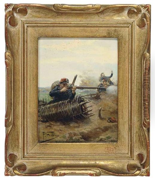 Soldiers At Battle Oil Painting by Paul (Louis Narcisse) Grolleron