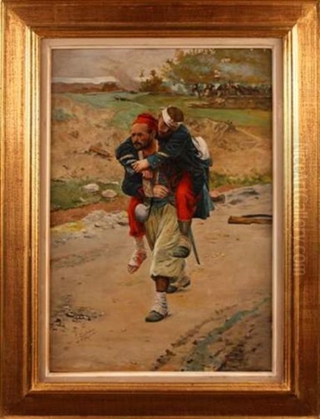 Freres D'arme Oil Painting by Paul (Louis Narcisse) Grolleron