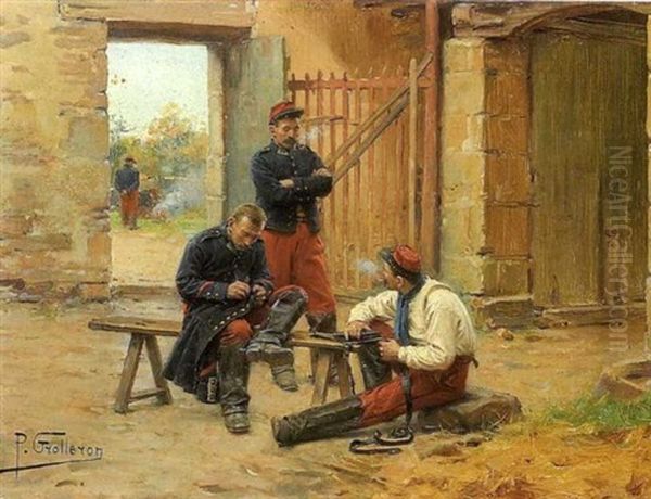 Au Bivouac Oil Painting by Paul (Louis Narcisse) Grolleron