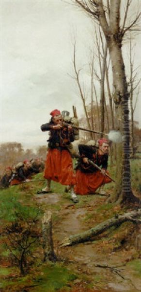 Charging Zouaves by Paul (Louis Narcisse) Grolleron