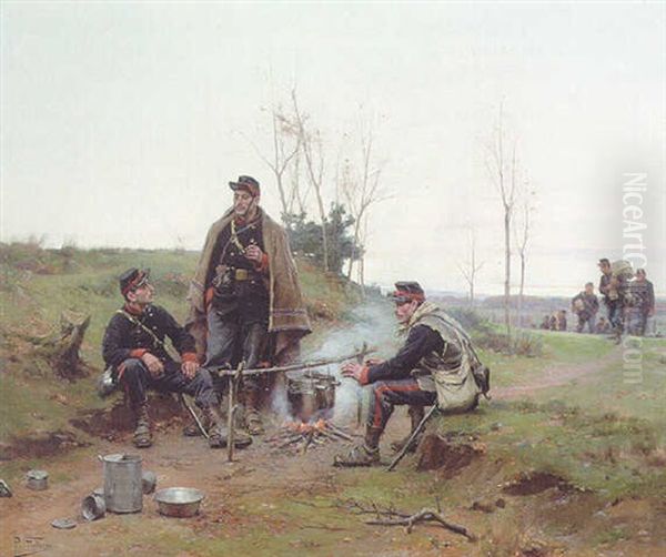 A Break From Battle Oil Painting by Paul (Louis Narcisse) Grolleron