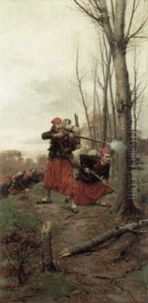 The Sharpshooters Oil Painting by Paul (Louis Narcisse) Grolleron