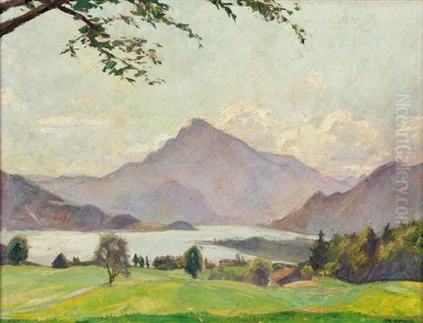 Mondsee Oil Painting by Hermann Grom-Rottmayer