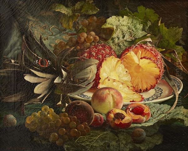 Stilleben Med Ananas Och Persikor Oil Painting by Theude Groenland