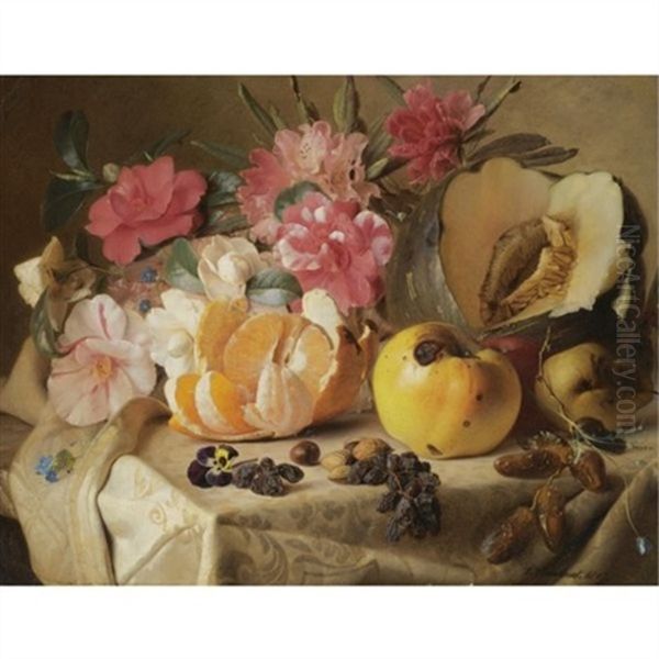 Still Life With Autumn Fruits Oil Painting by Theude Groenland