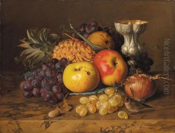 Stilleben Mit Trauben, Apfeln Und Ananas Oil Painting by Theude Groenland