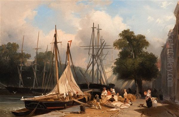 The Departure Of The Immigrants To The United States Oil Painting by Frans Arnold Breuhaus de Groot