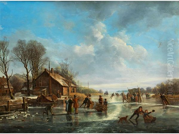 Eisvergnugen Oil Painting by Frans Arnold Breuhaus de Groot