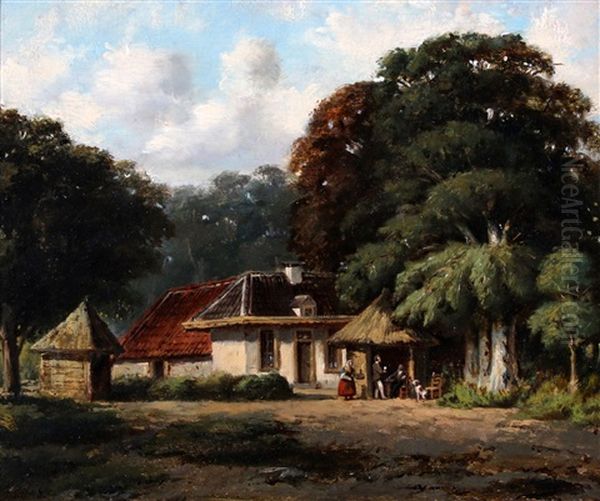 Twee Heren Voor De Herberg Molecaten Bij Hattem Oil Painting by Frans Arnold Breuhaus de Groot