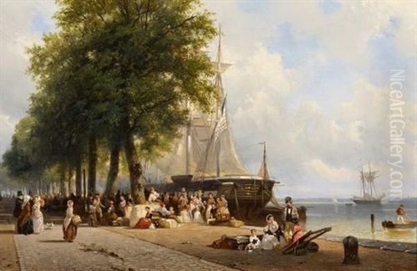 Die Amerikaauswanderer Am Kai Oil Painting by Frans Arnold Breuhaus de Groot