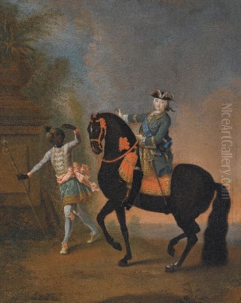 An Equestrian Portrait Of Empress Elizaveta Petrovna Oil Painting by Georg Khristopher Groot