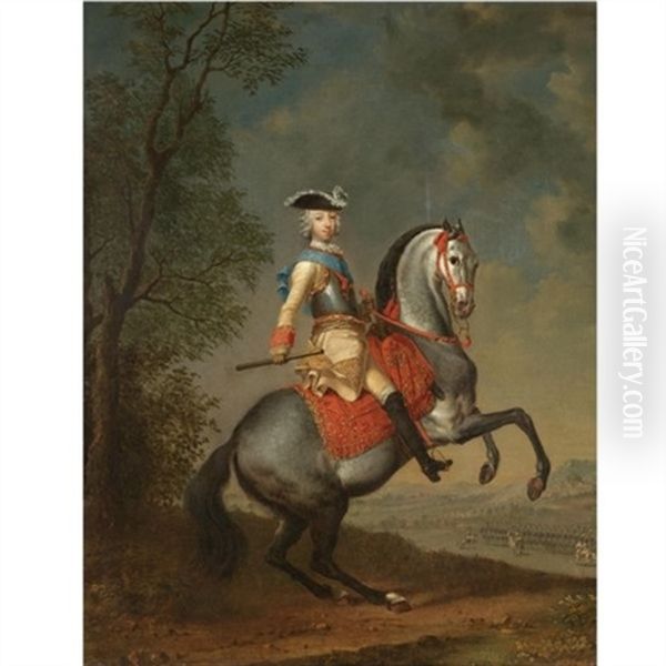 Grand Duke Petr Fedorovich On Horseback Oil Painting by Georg Khristopher Groot