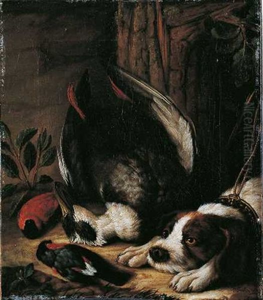 Tierstillleben Mit Apportierhund Oil Painting by Johann Friedrich Grooth