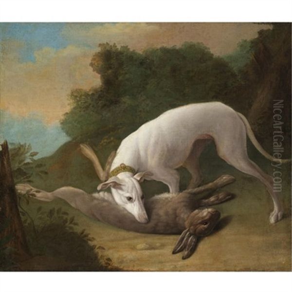 Borzoi With Game Oil Painting by Johann Friedrich Grooth