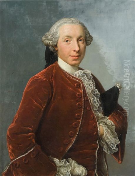 Portrait Von Beat Rudolf Fischer, Von Reichenbach Oil Painting by Johann Niklaus Grooth