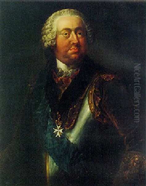 Portrait Of Moritz Carl Graf Zu Lynar Wearing The Order Of Saint John And Malta Oil Painting by Johann Niklaus Grooth