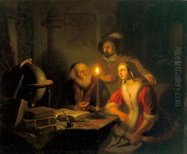 Besuch Bei Einem Gelehrten Oil Painting by Jan Hendrik van Grootvelt