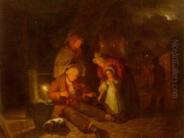 Der Blinde Geiger Oil Painting by Jan Hendrik van Grootvelt