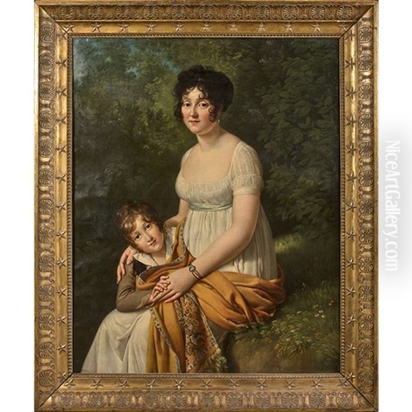 Portrait Presume De Madame Roux Et De Son Fils Oil Painting by Antoine Jean (Baron Gros) Gros