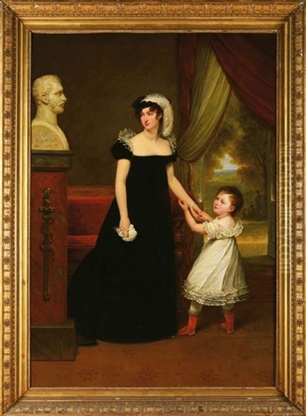 Portrait De La Comtesse De Lasalle Et De Sa Fille Oil Painting by Antoine Jean (Baron Gros) Gros