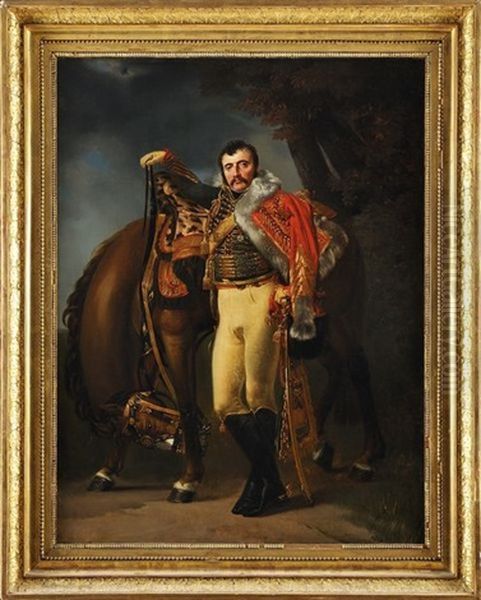 Portrait Du Comte Claude Etienne Guyot, Colonel Des Chasseurs A Cheval De La Garde Imperiale, Chambellan De L'empereur Napoleon Ier Oil Painting by Antoine Jean (Baron Gros) Gros