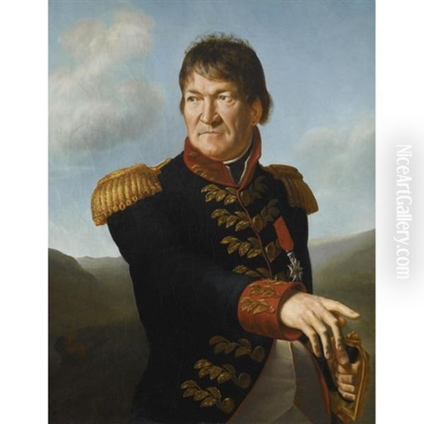 Portrait Of Baron Segoing De Laborde, Half-length, In Military Uniform, Wearing The Red Ribbon And Enamel Star Of The Imperial Order Of The Legion Of Honor Oil Painting by Antoine Jean (Baron Gros) Gros