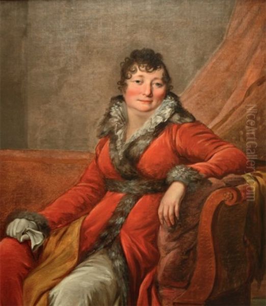 Portrait De Dame Assise Dans Une Meridienne Oil Painting by Antoine Jean (Baron Gros) Gros