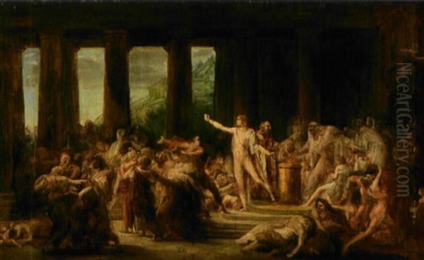 Scene Mythologique Un Temple Oil Painting by Antoine Jean (Baron Gros) Gros