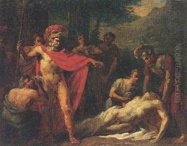 The Death Of Patroclus(?) Oil Painting by Antoine Jean (Baron Gros) Gros