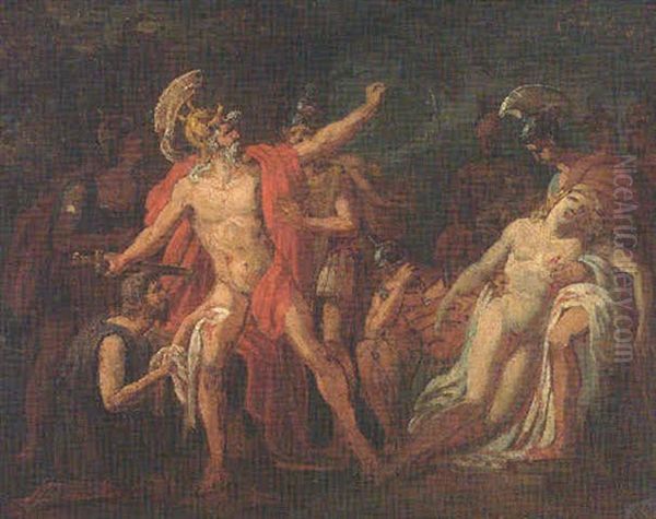 The Death Of Patroclus(?) Oil Painting by Antoine Jean (Baron Gros) Gros