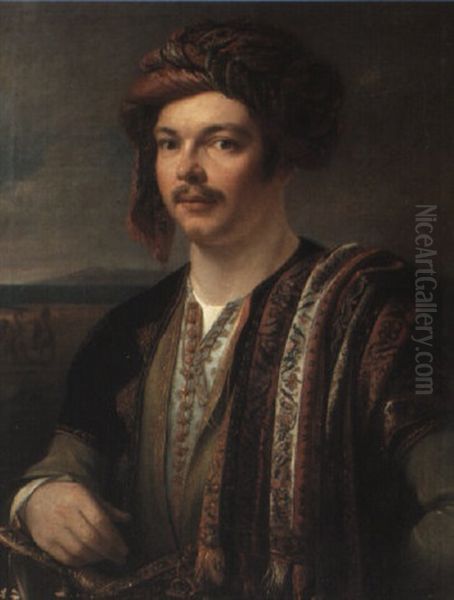 Portrait D'un Dignitaire En Costume Turc Oil Painting by Antoine Jean (Baron Gros) Gros