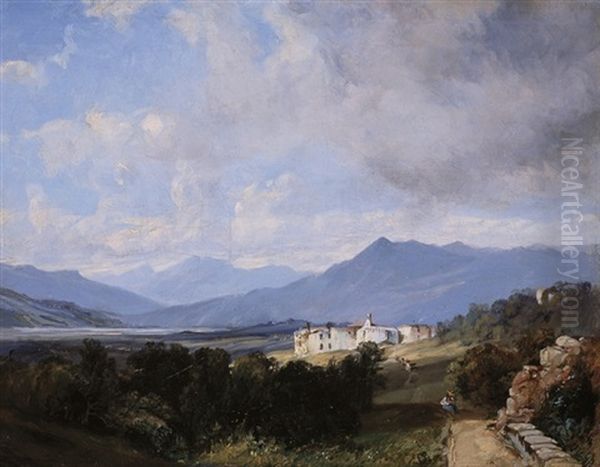 View Of Patzcuaro Oil Painting by Jean Baptiste Louis (Baron Gros) Gros