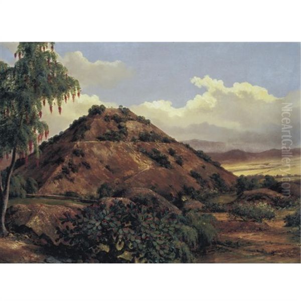 The Pyramid Of The Sun, Teotihuacan, Mexico Oil Painting by Jean Baptiste Louis (Baron Gros) Gros