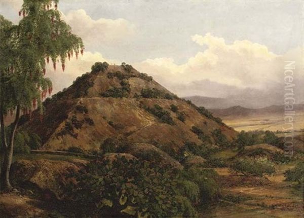 The Pyramid Of The Sun, Teotihuacan, Mexico Oil Painting by Jean Baptiste Louis (Baron Gros) Gros