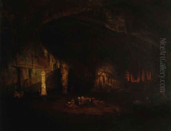 Grutas De Cacahuamilpa Oil Painting by Jean Baptiste Louis (Baron Gros) Gros