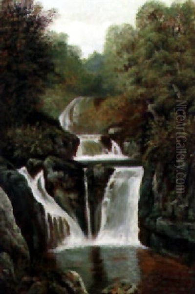 Cascada Oil Painting by Jean Baptiste Louis (Baron Gros) Gros